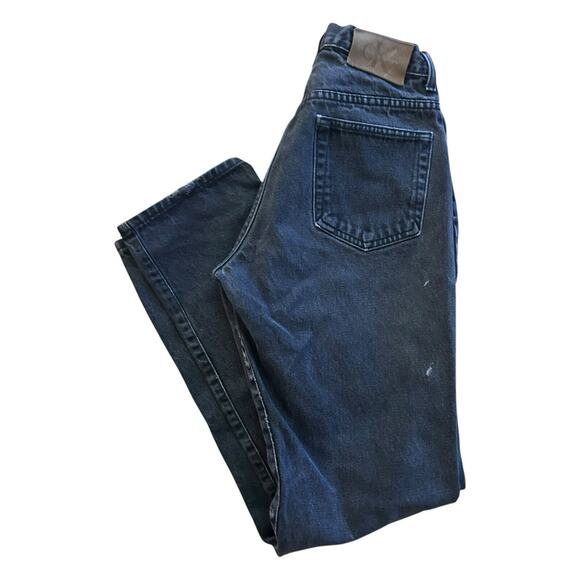 Vintage Calvin Klein Mom Jeans Black Straight Leg Sz 6 Made In USA Distressed - Picture 1 of 11